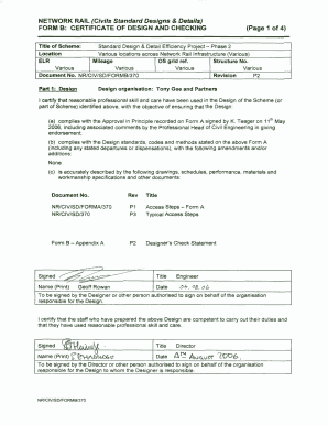 Network Rail Form a and B