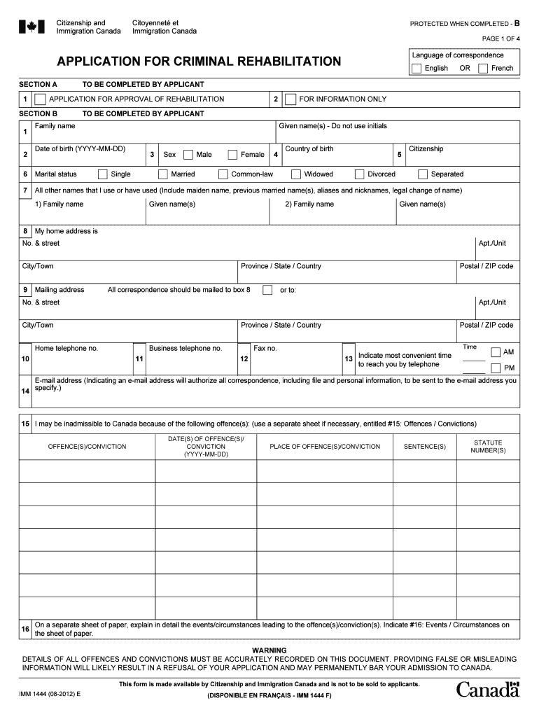  Imm Application  Form 2012