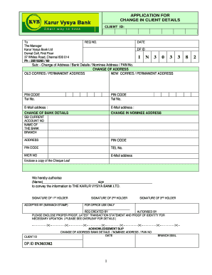 How to Change Address in Kvb Bank Online  Form