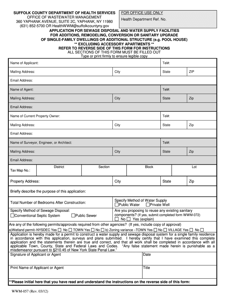 Suffolk County Wastewater Management Forms