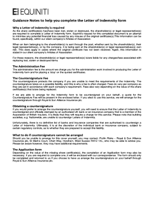 Equiniti Letter of Indemnity  Form