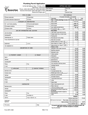 Plumbing Beaverton Form