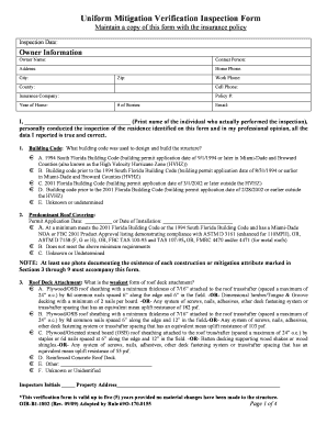  Uniform Mitigation Verification Inspection Form Nachi 2009