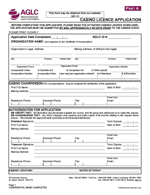 Alberta Casino Application 5420 Form