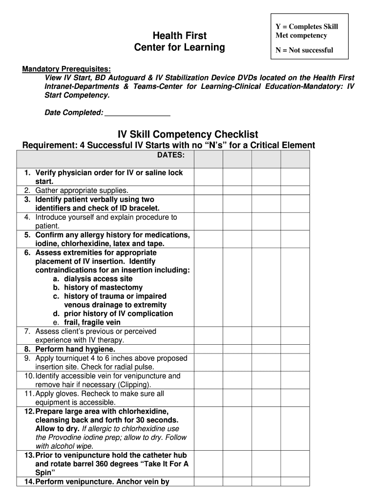 Iv Start Competency  Form