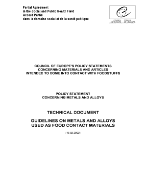 Metals and Alloys Used in Food Contact Materials and Articles  Form