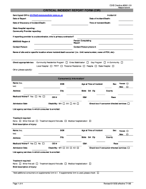 Critical Incident Template  Form