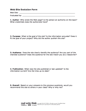 Read Write Think Web Evaluation Form