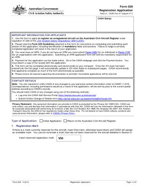 Form 029, Registration Application Civil Aviation Safety Authority Casa Gov