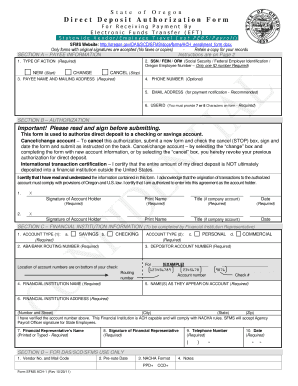 Direct Deposit Request Form for State of Oregon Employee