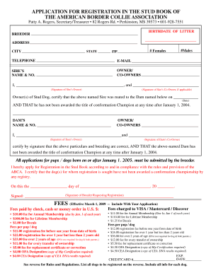 Registration Form American Border Collie Association Americanbordercollie