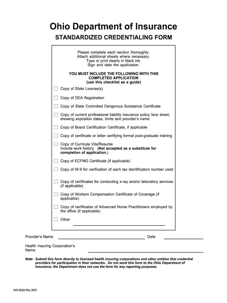  Form a 2210 Ohio Department of Jinsurance Credentialing Form 2001-2024