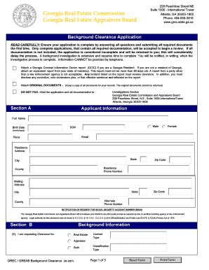  Grec Background Clearance Application 2007