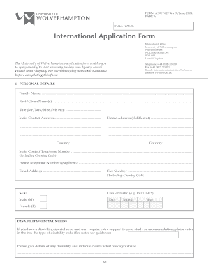University of Wolverhampton Online Application  Form
