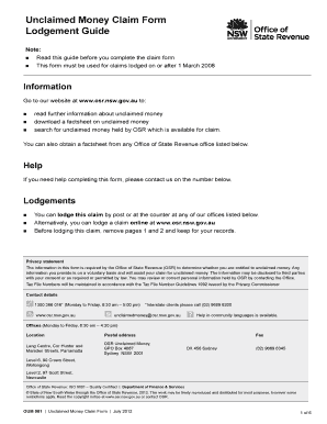 How to Complete Unclaimed Money Form Osr