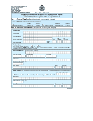 Victorian Firearm Licence Application Form