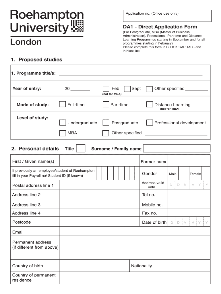 Roehampton Form