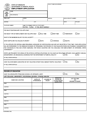 Omh Application for Employment Form Fax in or Mail