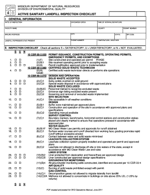 Sanitary Inspection Checklist  Form