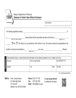 Reset Form MISSOURI DEPARTMENT of REVENUE DRIVER LICENSE BUREAU 301 W Dor Mo