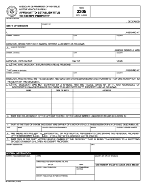 Form 2305 Missouri