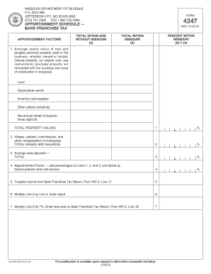 BOX 898 JEFFERSON CITY, MO 65105 0898 573 751 2326 TDD 1 800 735 2966 Reset Form Print Form FORM 4347 APPORTIONMENT SCHEDULE BAN