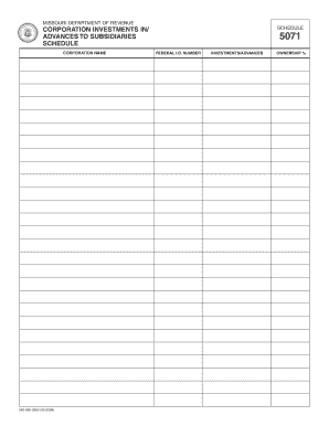 5071 Corporation Investments InAdvances to Subsidiaries Schedule  Form