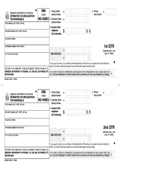 MO 1040ES, Estimated Tax Declaration for Individuals Dor Mo  Form