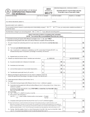 Reset Form SCHEDULE CORPORATION FRANCHISE TAX SCHEDULE CORPORATION NAME Attachment Sequence No