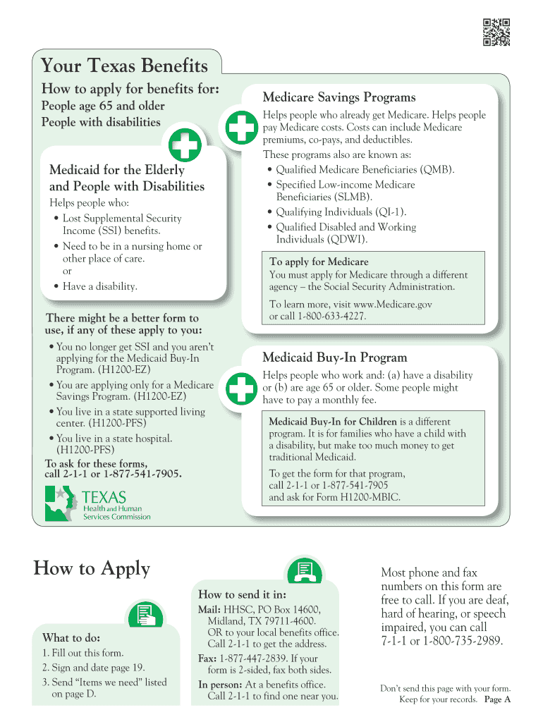 Texas Medicaid Application PDF  Form