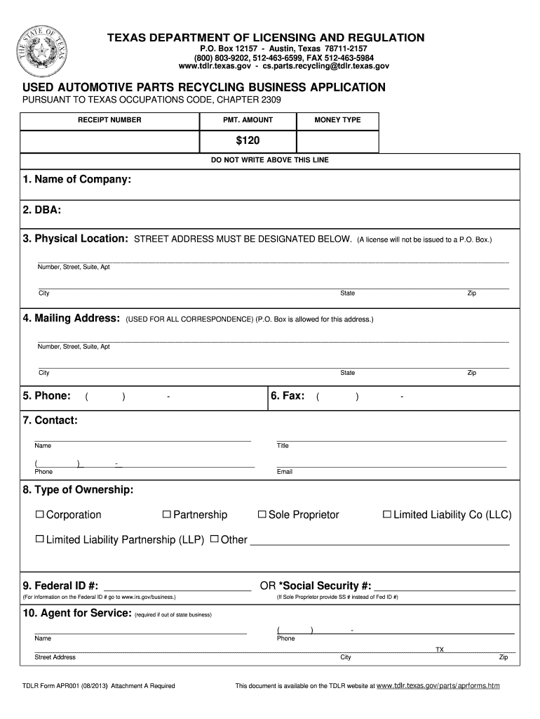  Texas Recycling Online Application Form 2013