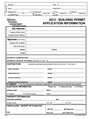 Town of Amherst Building Permit Application  Form