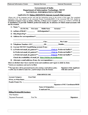 Isdnpstn Internet Access Form