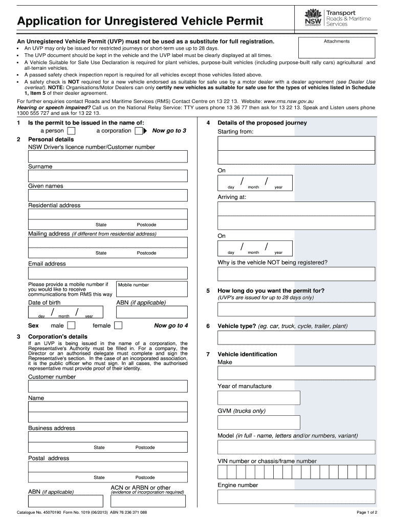 Unregistered Vehicle Permit Fill Out and Sign Printable PDF Template