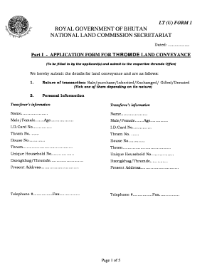 Online Land Transaction Bhutan  Form