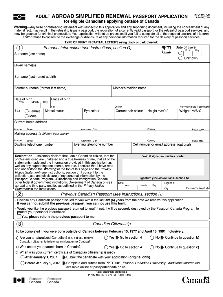  Canadian Passport  Form 2013