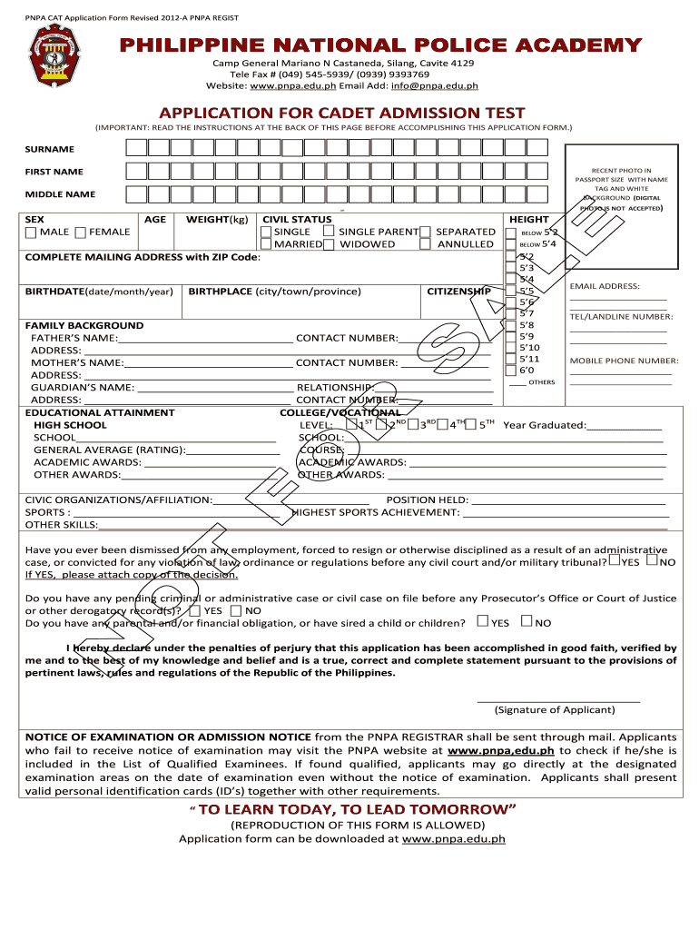 Pnpa Application Form