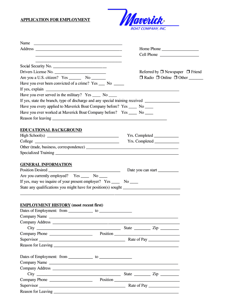 Maverick Application  Form