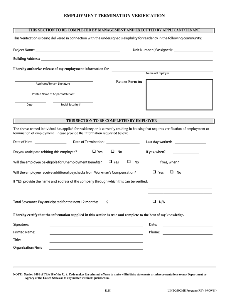  Form for Cessation of Employment 2011-2024