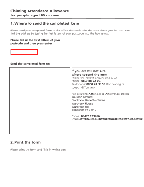 Attendance Allowance Claim Form