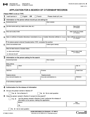 Application for Search of Citizenship Records  Form