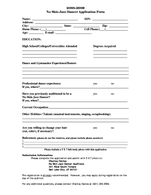 Dancer Application Form