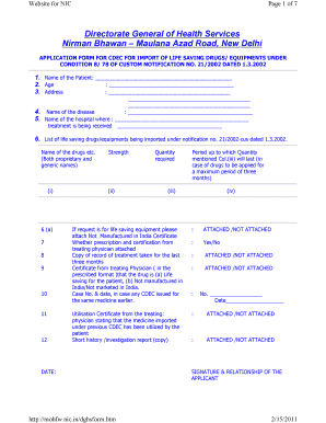 Application Form for Life Saving Drugs Cghs PDF