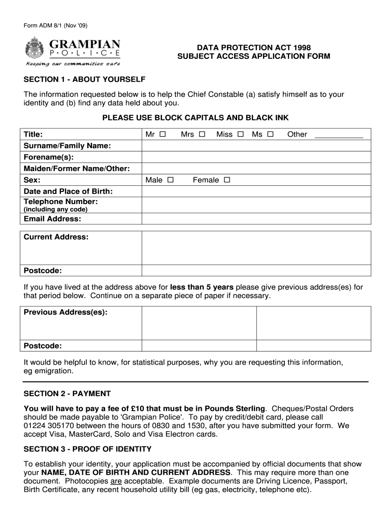  Grampian Police Adm81 Form 2009-2024