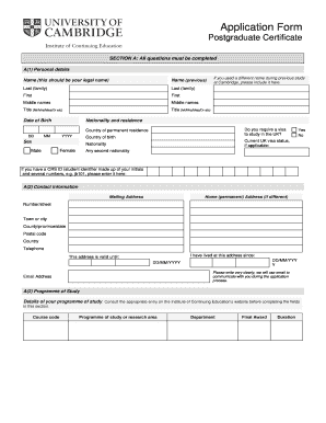 University Application Form