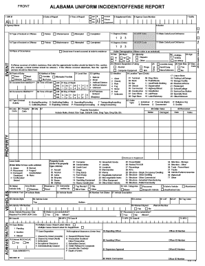 Alabama Uniform Incident Offense Report Form