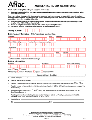 Aflac Accident Injury Claim Form