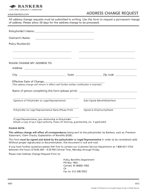 Bankers Life Continued Monthly Residence Form