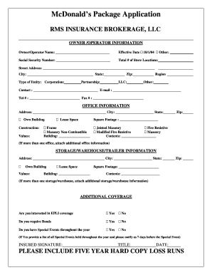 Printable Mcdonalds Application  Form