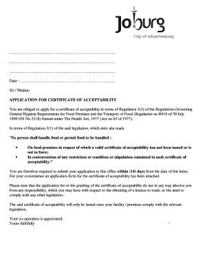R638 Application Form Johannesburg